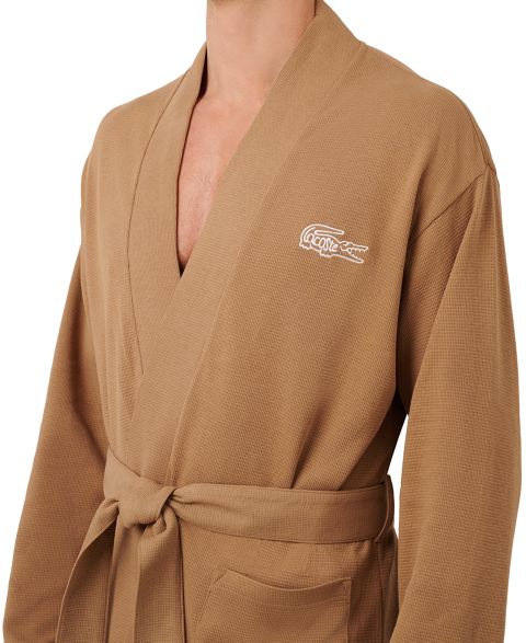 Халат для мужчин, вафельная ткань, термоткань — Lacoste, цвет: Cookie