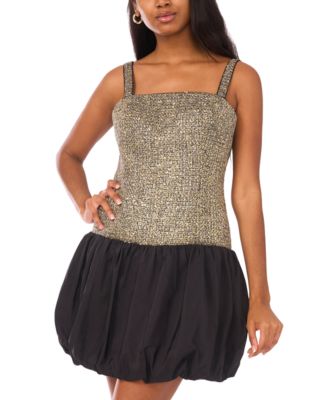 Women's Tweed Square Neck Sleeveless Dress