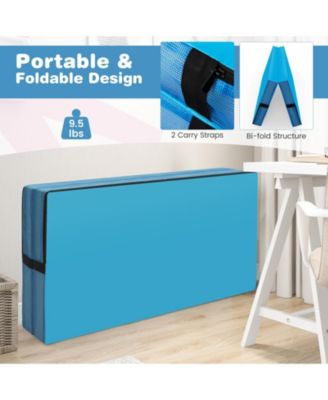 4ft x 4ft x 4in Bi-Folding Gymnastic Tumbling Mat with Handles and Cover-Blue