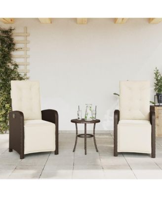 Reclining Garden Chair Set of 2 Brown
