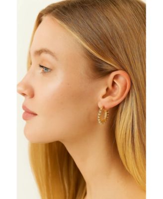 Gold Huggie Hoop Earrings Embellished with Sparkling Cubic Zirconia