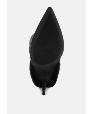 Womens BASSO Party Diamante Studded Stiletto Boots