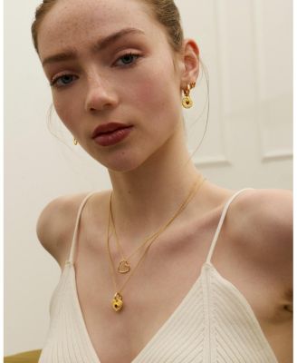 Garnet Heart Huggie Earrings