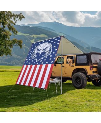 4.4x6.6 Ft Vehicle Awning with Eagle Side Wall Roof Rack Pull-Out Sun Shade Camp