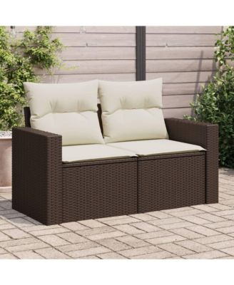 Garden Sofa Brown Poly Rattan 2-seater Adjustable Feet