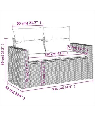 Garden Sofa Brown and cream white PE rattan 2-seater Modular