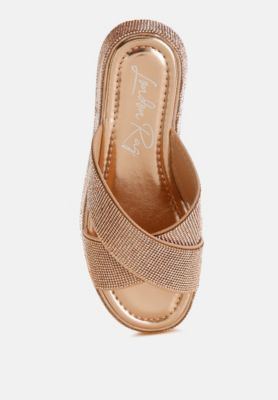 Womens Adena Rhinestone Embellished Flatforms