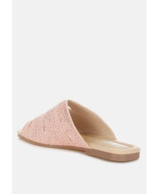 Rag and Co Womens Daisy Doe Raffia Square Toe Flats