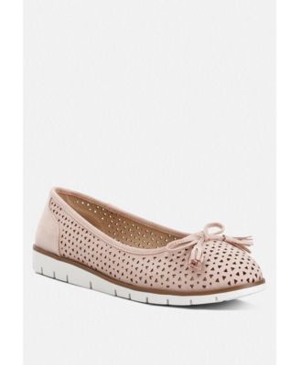 Womens Pacer Perforated Leather Ballerinas