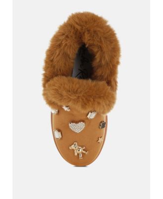 Womens Zeta Charm Detail Slip On Snow Boots