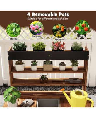 Kids Potting Bench Wooden Toy Gardening Center w/ Removable Sink & Chalkboard