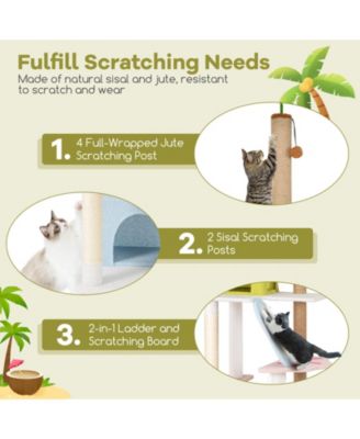 71'' Large Cat Tree Multi-level Cat Tower Furniture w/ Scratching Ramp