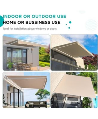 13'x8' Manual Retractable Awning Sun Shade, Patio Awning Canopy