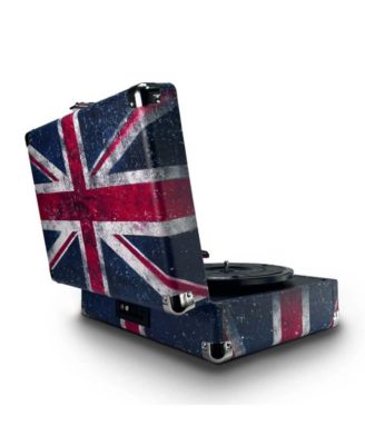 METRO PLUS Portable Rechargeable Bluetooth Suitcase Turntable Record Player - Union Jack
