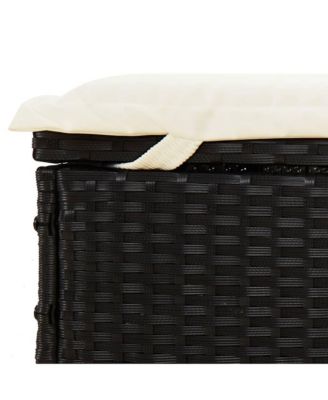Sunbed Black Poly Rattan 83.9 in x 24.8 in x 38.2 in Foldable