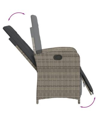 Reclining Garden Chair Set of 2 Grey, Dark Grey PE Rattan Medium
