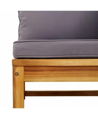 Garden Sofa Dark Grey Solid Acacia Wood, Polyester, Foam Single