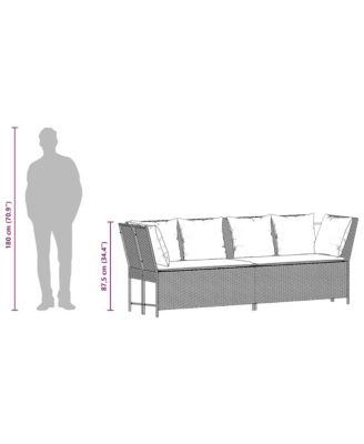 Garden Sofa Black PE Rattan Large Modular Garden Sofa