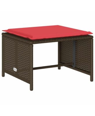 5 Piece Patio Sofa Set with Cushions Stackable Brown Poly Rattan