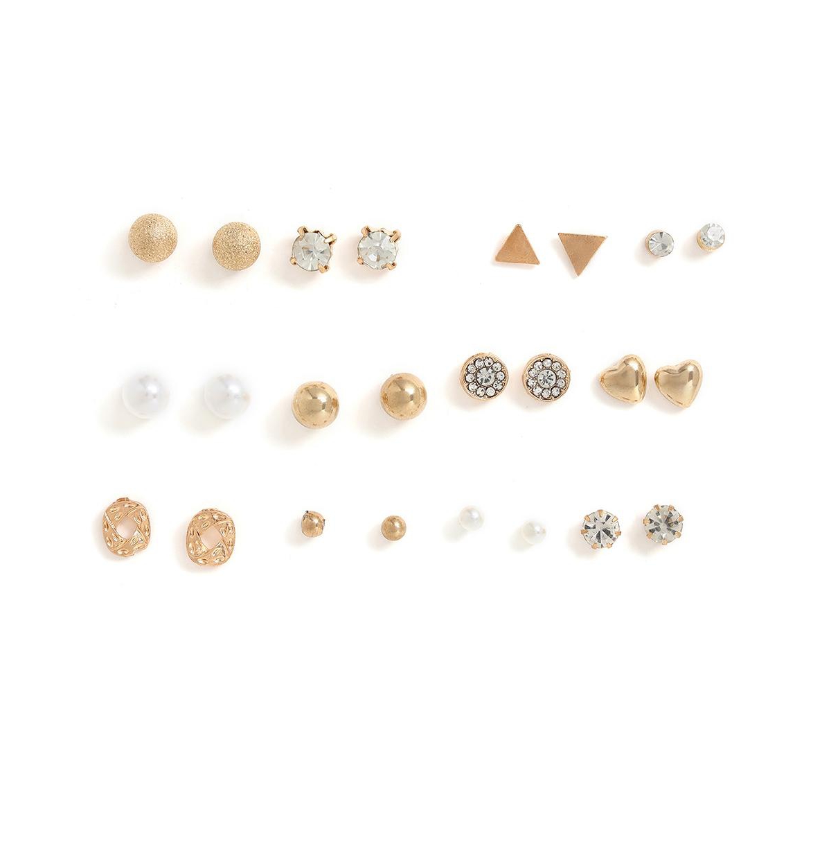 Sohi Gold-toned White Contemporary Studs Earrings In Gold