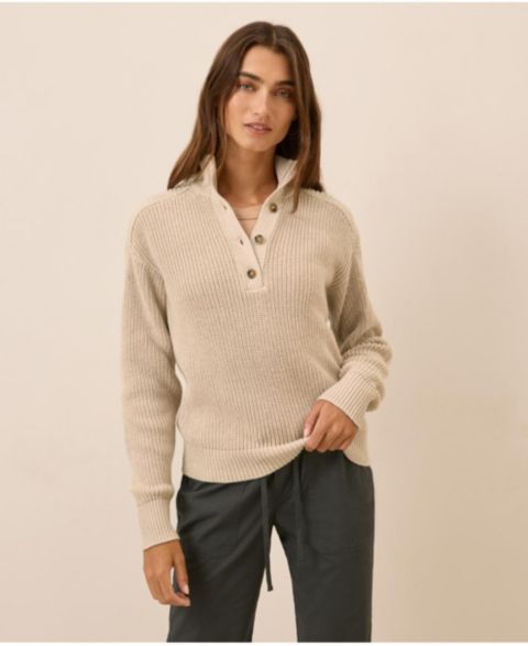 Женский свитер Pact Luxe Knit Henley, цвет: Меланжевый