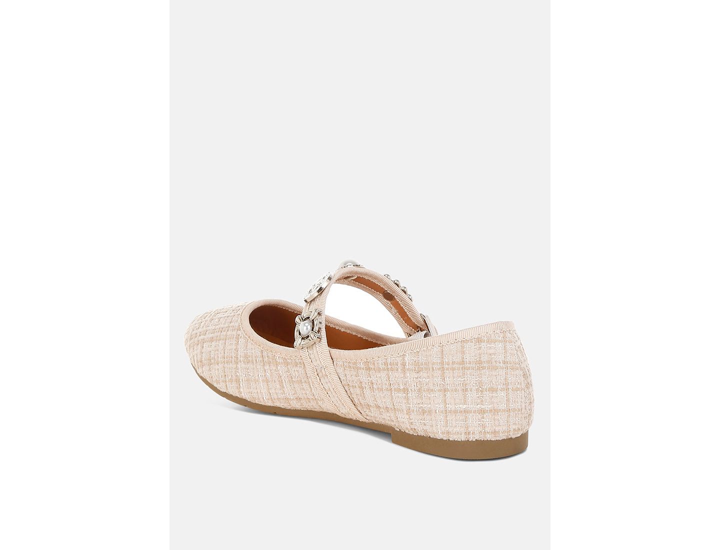 Женские балетки London Rag Noyama Charms Embellished Tweed Mary Janes, цвет: Светлый бежевый — фото 6
