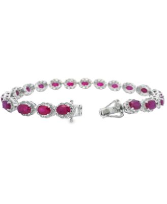 Oval Tanzanite (7.60 ct. t.w.) and Diamond Bracelet (0.01 ct. t.w.) in Sterling Silver (Also in Ruby)