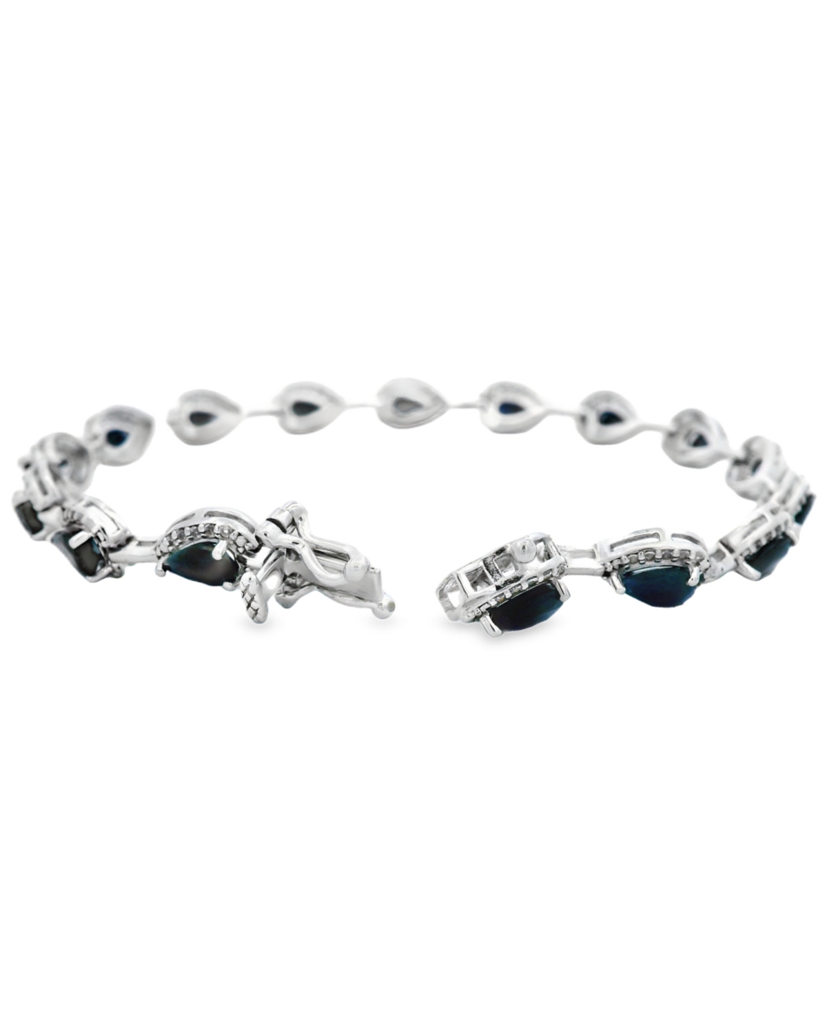 Macy's Pear Sapphire (8 Ct. T.w.) And White Sapphire Bracelet (0.04 Ct. T.w.) In Sterling Silver In Silver