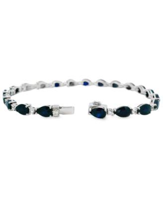 Pear Sapphire (10.50 ct. t.w.) and White Sapphire Bracelet (0.04 ct. t.w.) in Sterling Silver (Also in Emerald)
