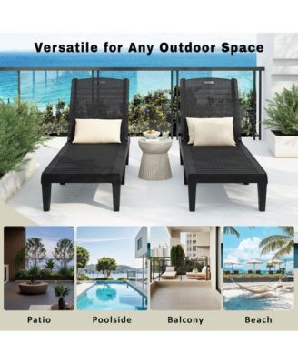 2-Piece Outdoor Chaise Lounge Chair Set - Dark Brown