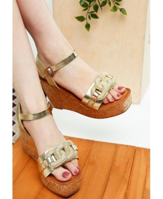 Womens Emelda Chain Link Detail Wedge Sandals