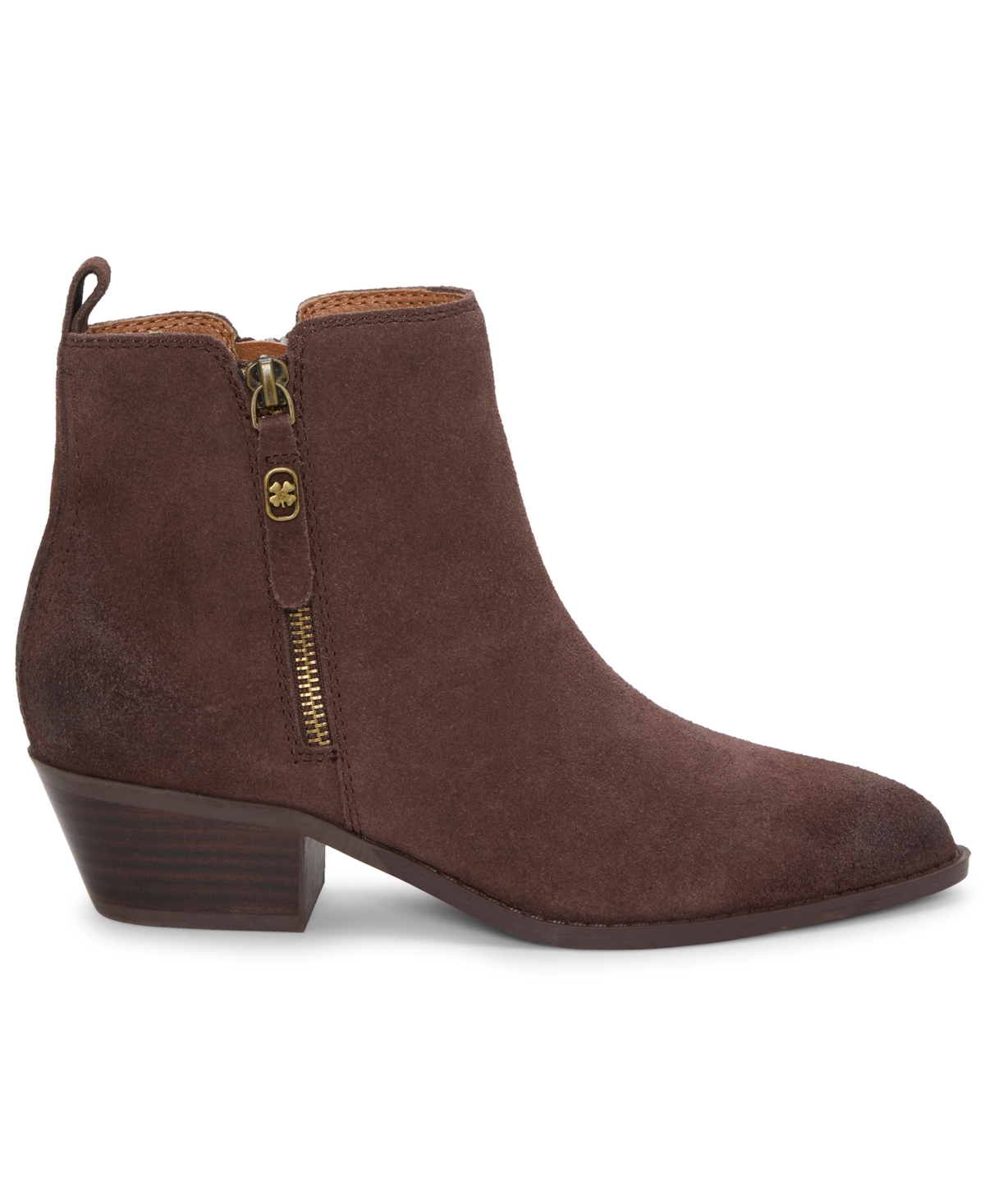 Lucky Brand Women's Ailein Pointed Toe Zipper Ankle Booties In Brown