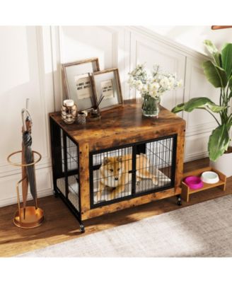 Dog Crate Furniture Industrial Dog Kennel w/ Flip-up Top Decorative Pet House