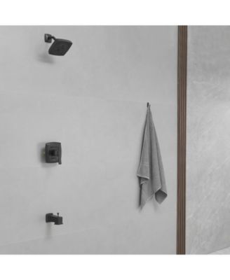 Valve Included Modern Single-Handle 2-Spray Rainfall Square Shower Faucet Set with Tub Spout Combo