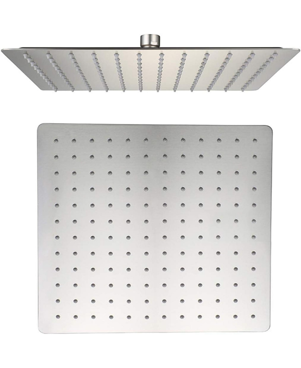 Rainsken 12 Inch Brushed Nickel Rain Shower Head, Square Ultra Thin 304 Stainless Steel Shower Head Full Body Coverage Waterfall Shower Head