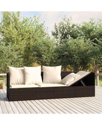 Outdoor Lounge Bed Brown, Cream White