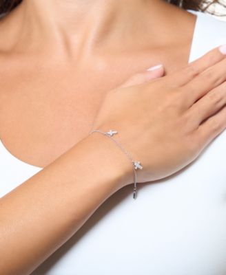 Cubic Zirconia Cross Bracelet (0.24 ct. t.w.) in Sterling Silver