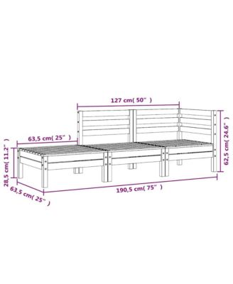 Garden Sofa Wax Brown Solid Pine Wood 3-Seater Modular