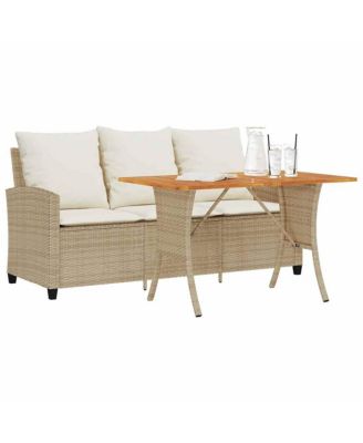 Garden Sofa Beige PE rattan 3-Seater Removable Covers
