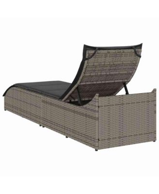 Folding Sun Lounger Grey PE rattan, powder-coated steel Standard
