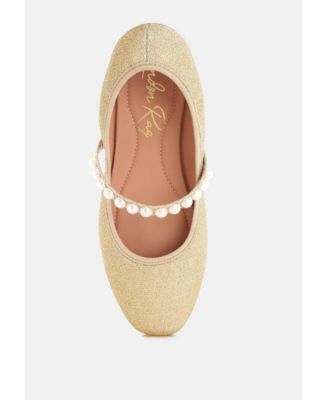 Womens Corphee Pearl Strapped Glitter Ballerinas