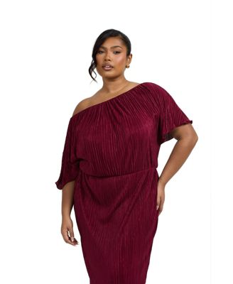 Women's Off-The-Shoulder Plisse Midaxi Dress