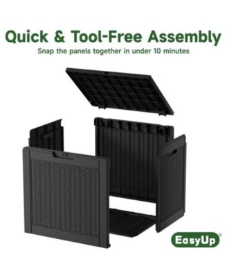 - StormForce Compact 30Gal Deck Box - Waterproof Nano-Resin w/ SecureLatch Pro & SpaceSaver Design - Patio Furniture/Kids Toys Storage