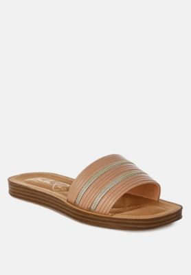 Women's Zosaya Faux Zipper Detail Slip Ons Sandals