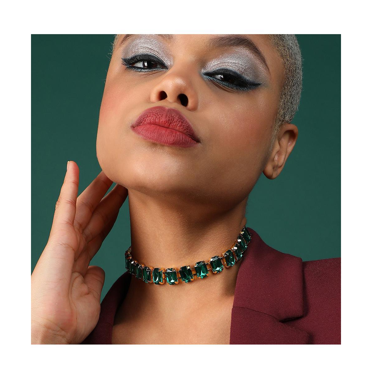 Sohi Women's Green Stone Strand Necklace