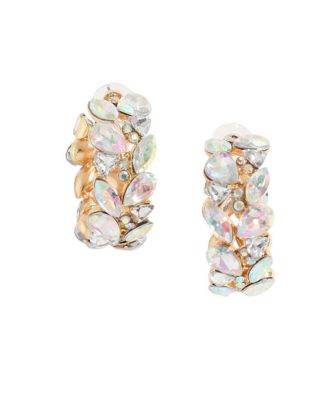 Gold-Plated Stone Hoop Earrings