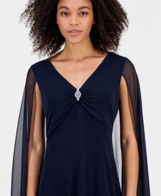 Women's Rhinestone-Trim Cape-Overlay Dress