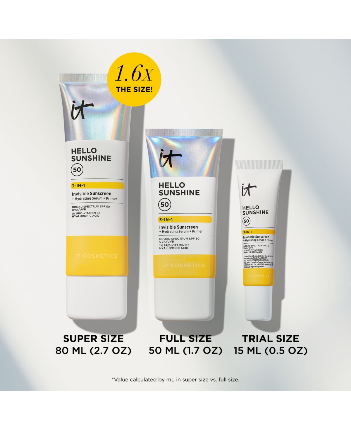It Cosmetics Hello Sunshine Invisible Face Sunscreen Spf 50- Travel Size In Transparent