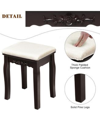 10 Dimmable Light Bulbs Vanity Dressing Table with 2 Dividers and Cushioned Stool