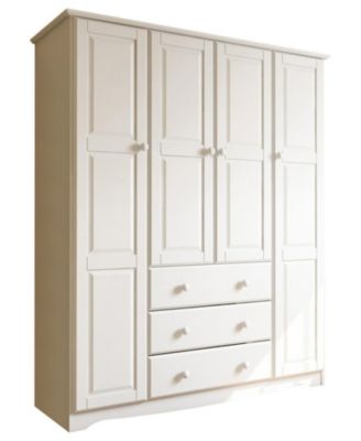 100% Solid Wood Family 4-Door Wardrobe with Raised Panel Doors